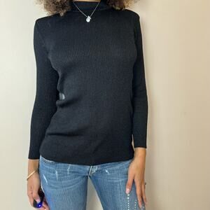 Italian vintage 90s black knit long sleeves turtleneck with sparkles (S)